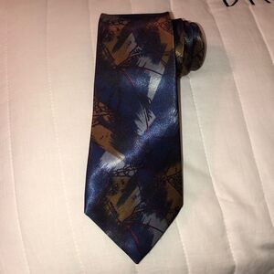 Top City Blue Gold Purple Silk Multicolored Tie